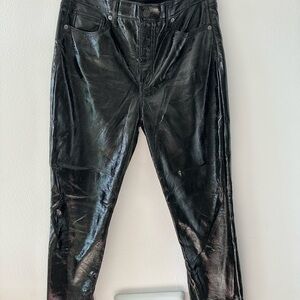 GAP Black Glossy Faux Leather Vintage Slim High Rise Pants